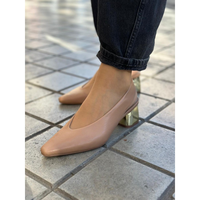 Tacones Tacón Grueso Dorado