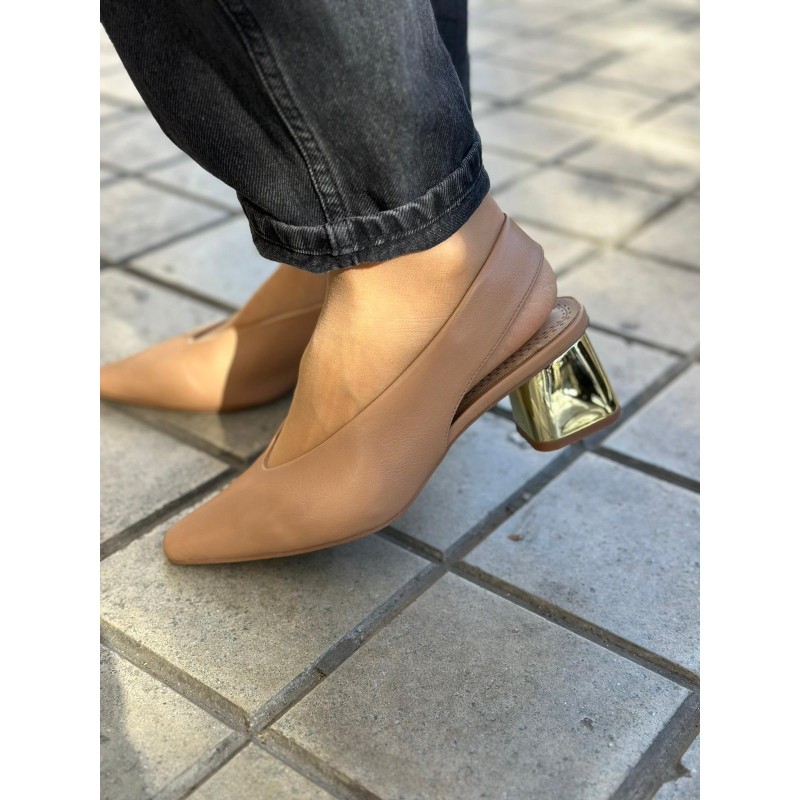 Tacones Tacón Grueso Dorado 2