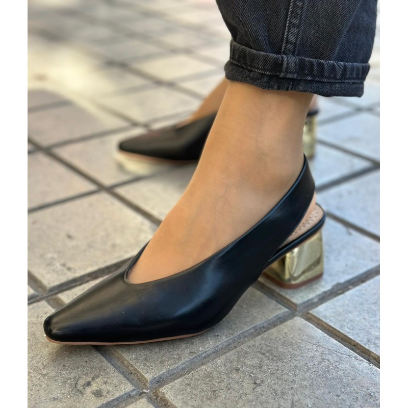 Tacones Tacón Grueso Dorado