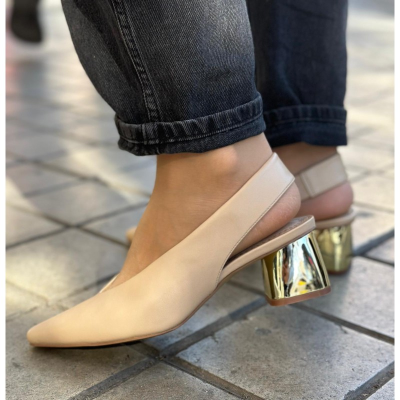 Tacones Tacón Grueso Dorado