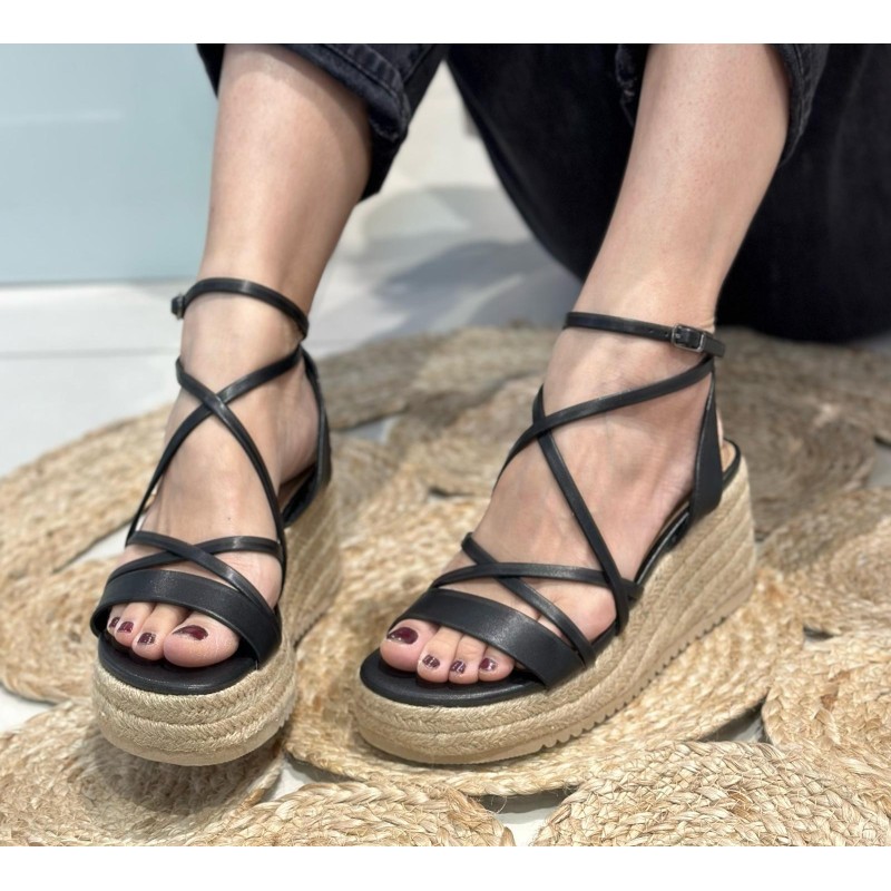 Sandalias con Cuña Atadas al Tobillo