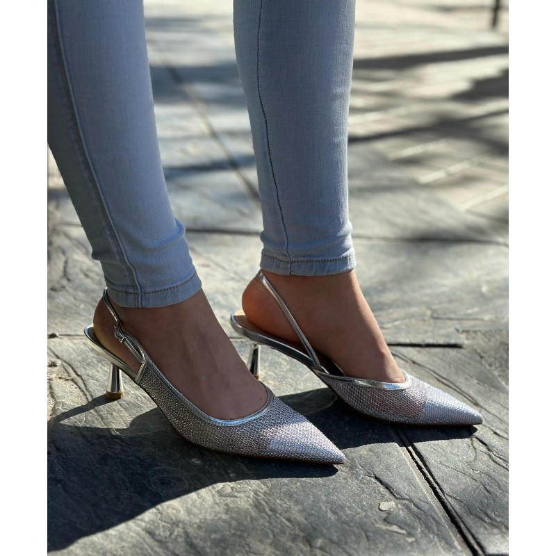 Tacones Rejilla Metalizada