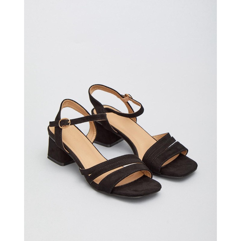 Sandalias de Tacón Bajo Negro