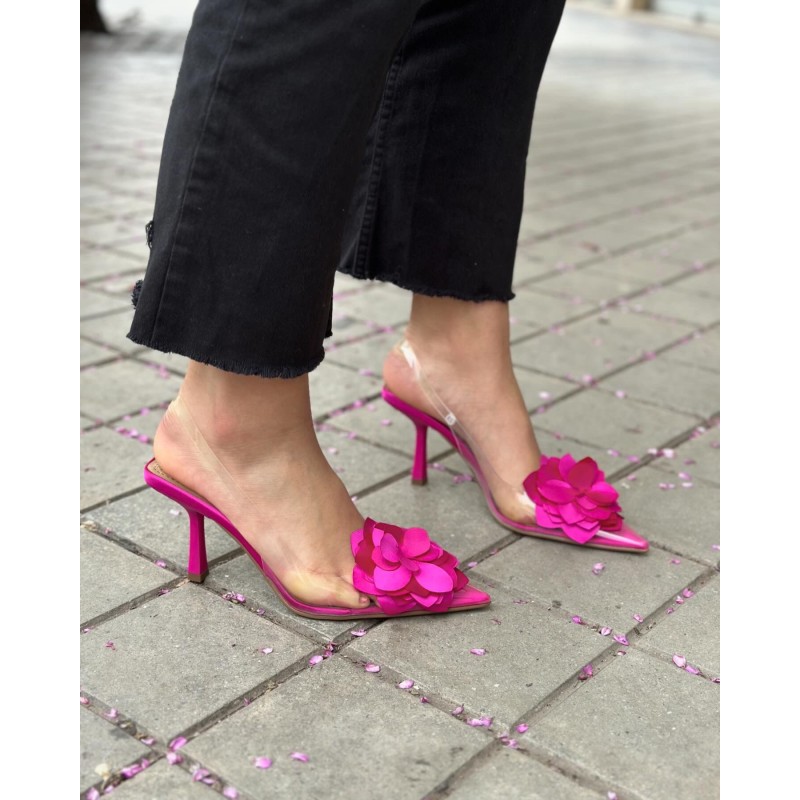 Sandalias de Tacón Bajo Flor