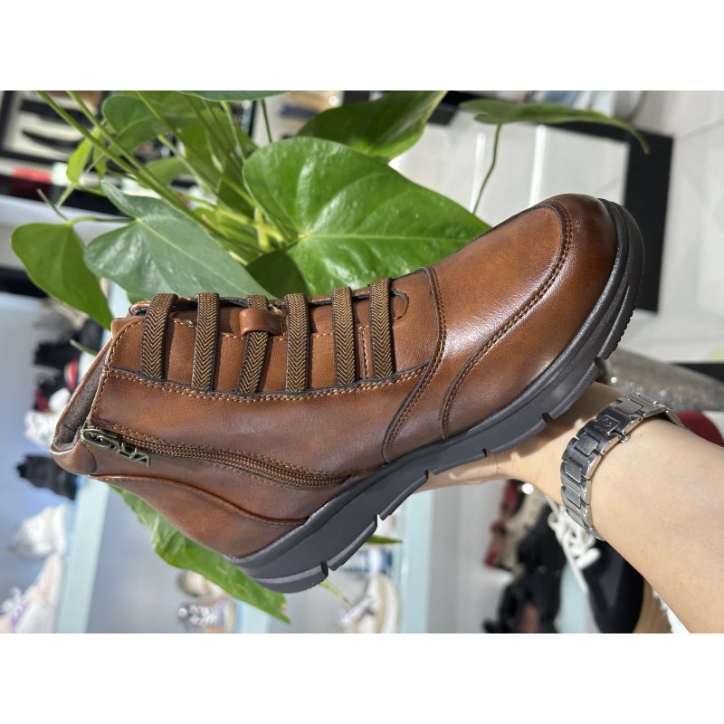 Botín Plana Con Cremallera