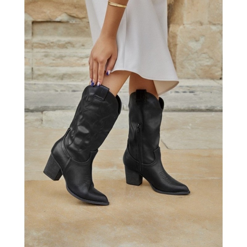 Bota Cowboy Rojo Negro Y Camel 2