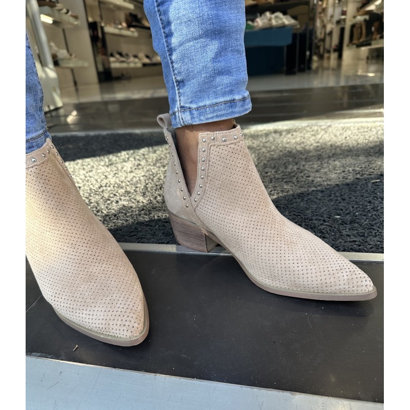 Botines Tacón Bajo  Beige 2