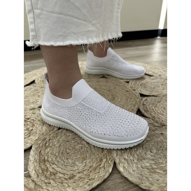 Zapatillas Slip Con Pedrería