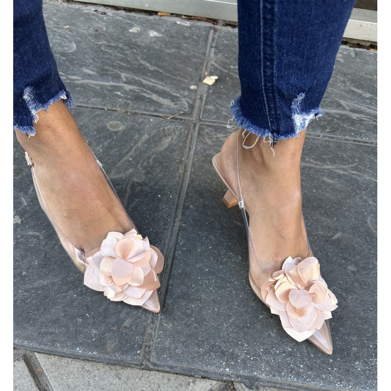 Tacón Transparente Floral