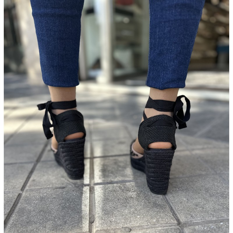 Alpargatas Negras Diseño Florales