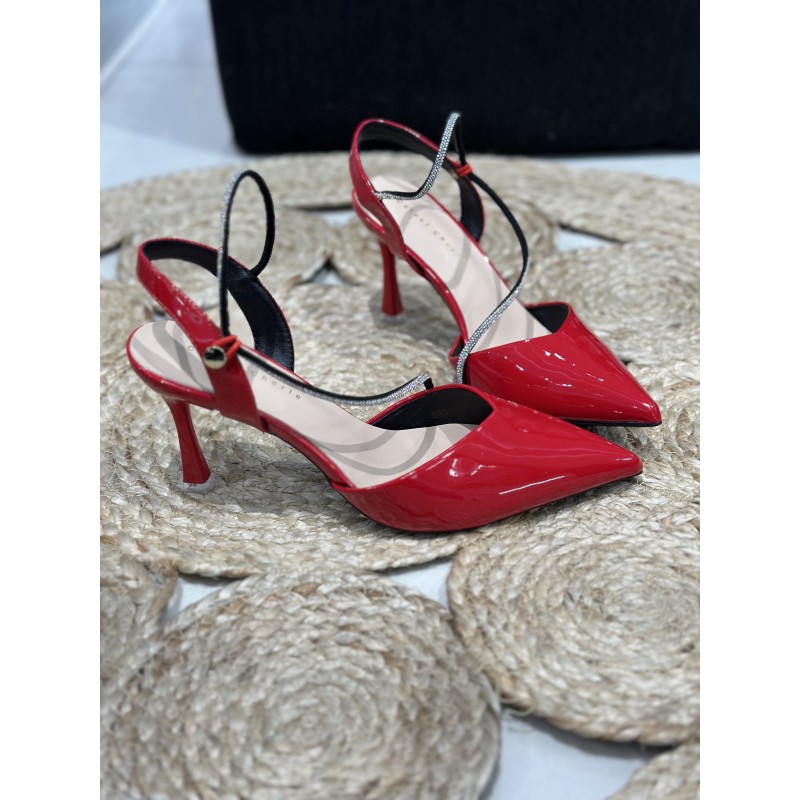 Zapato De Tacón Fino Diseño Charol