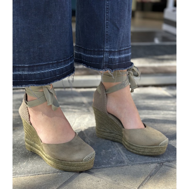 Alpargatas De Cuña Alto Con Lazo