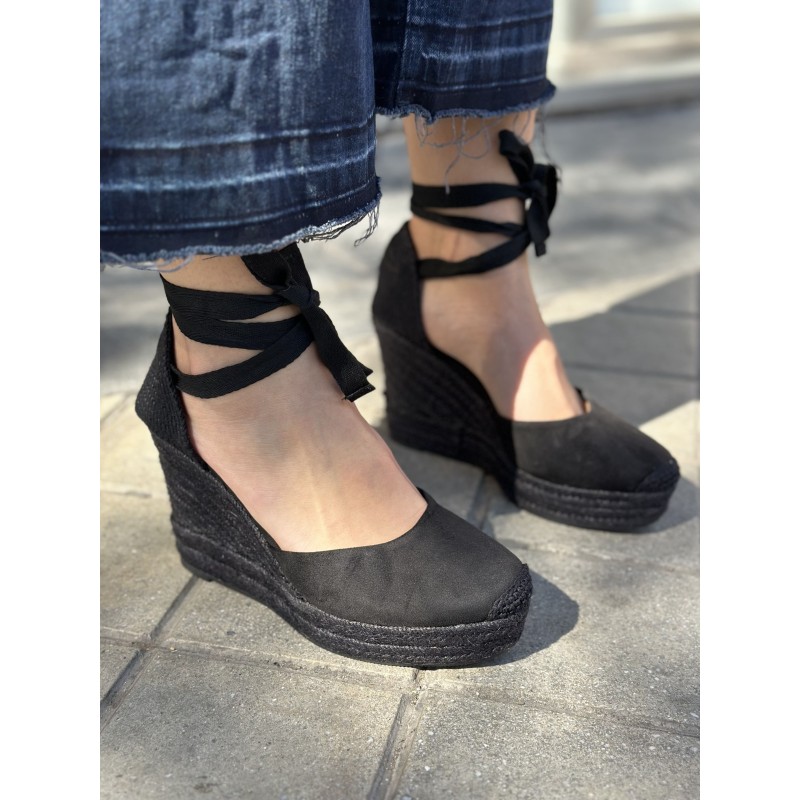 Alpargatas De Cuña Alto Con Lazo