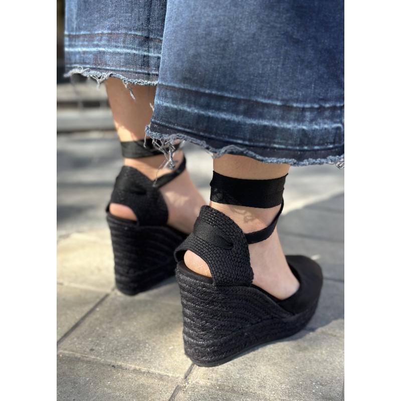 Alpargatas De Cuña Alto Con Lazo