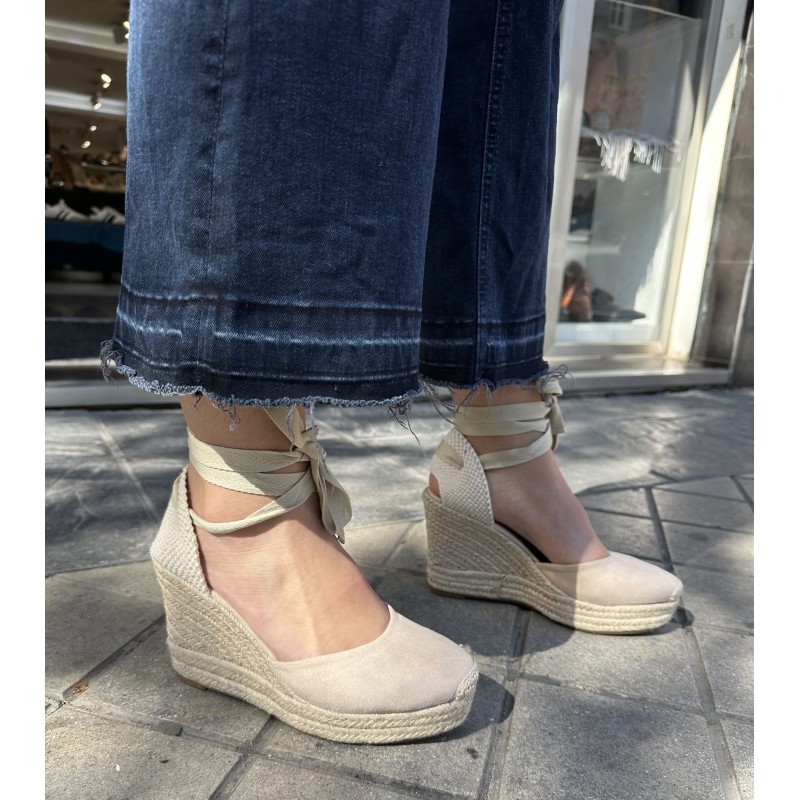 Alpargatas De Cuña Alto Con Lazo 2