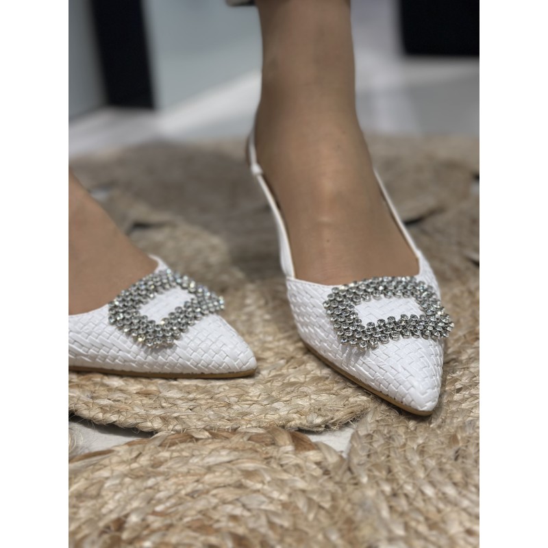Zapatos De Tacón Bajo Con Pedrería