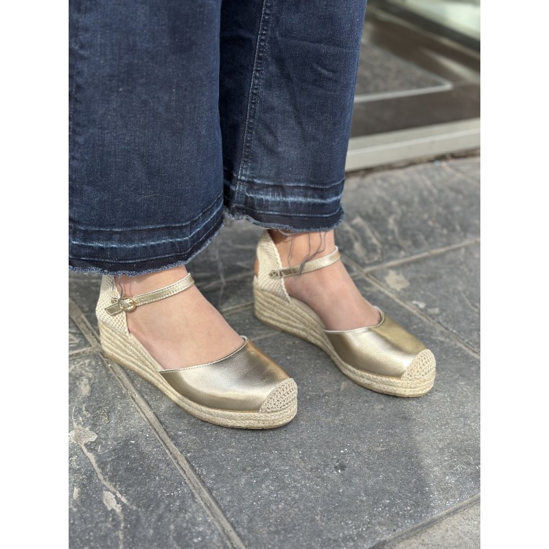 Alpargata De Piel Cuña Mediana