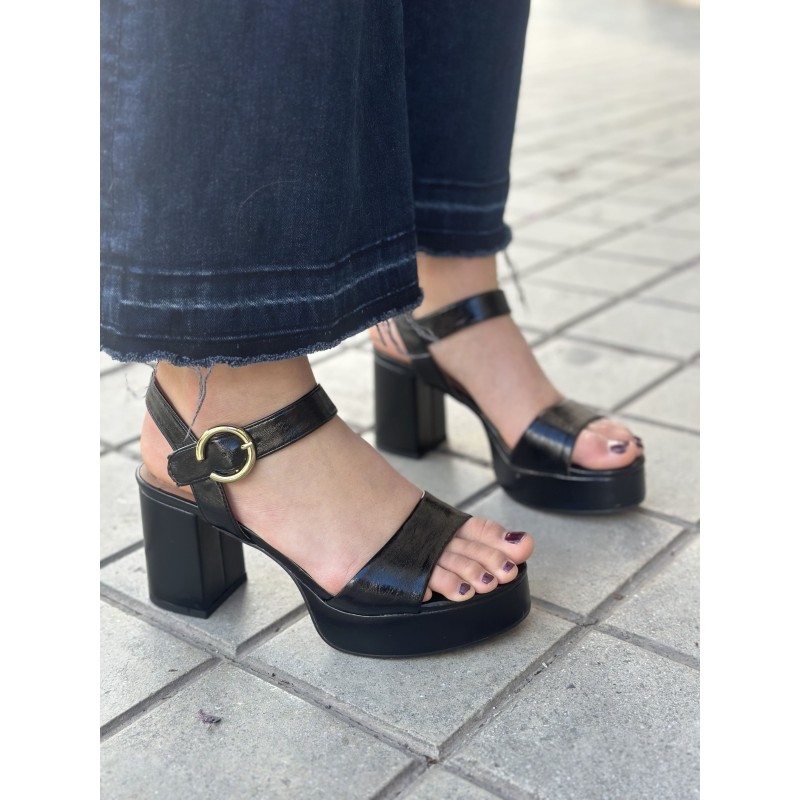 Sandalias De Tacón Con Estampado Animal Print