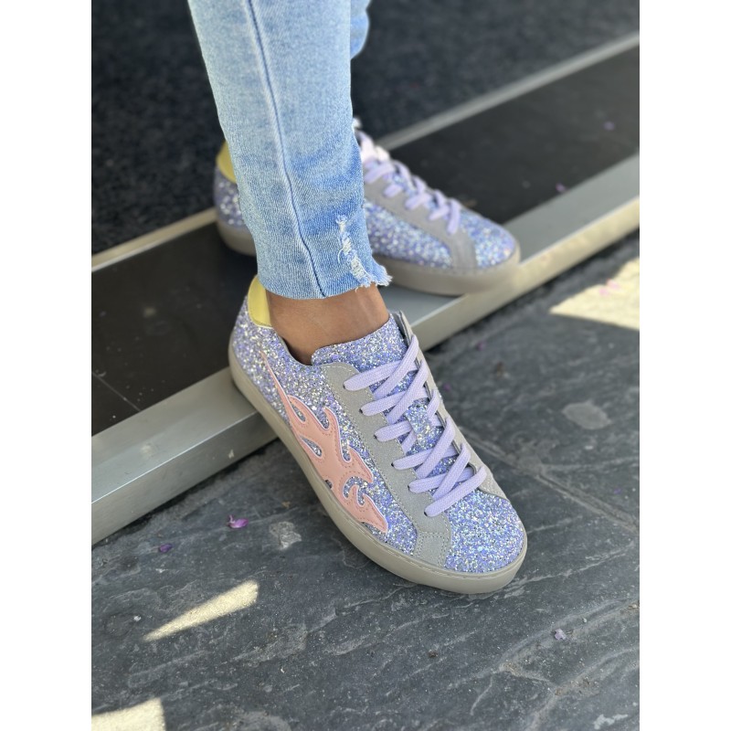 Zapatillas Con Brillo Y Diseño Flameado