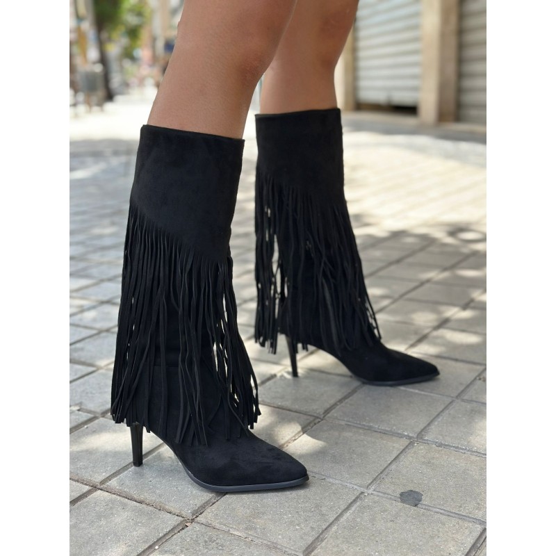 Bota de Estilo Cowboy con Flecos