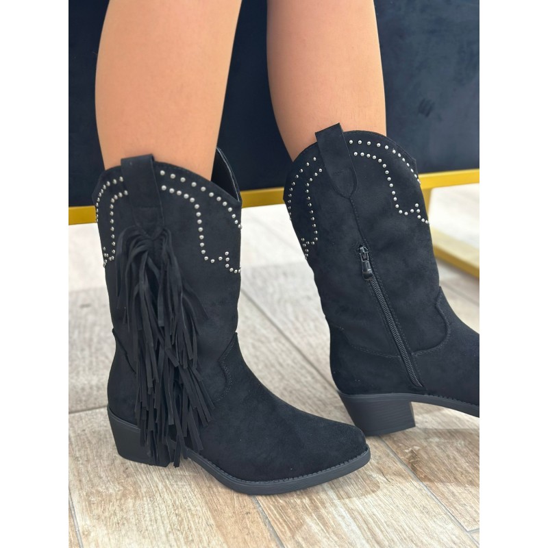 Botas Con Tacón Bajo Estilo Cowboy