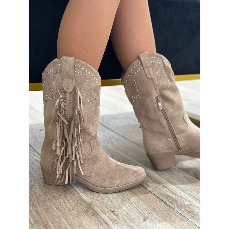 Botas Con Tacón Bajo Estilo Cowboy