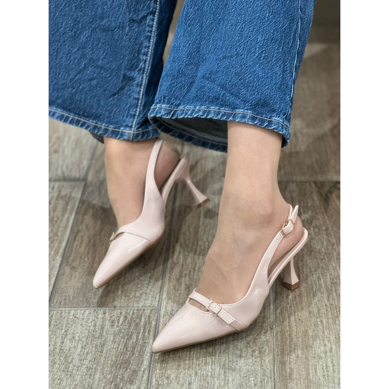 Zapato Tipo Slingback De Tacón Medio
