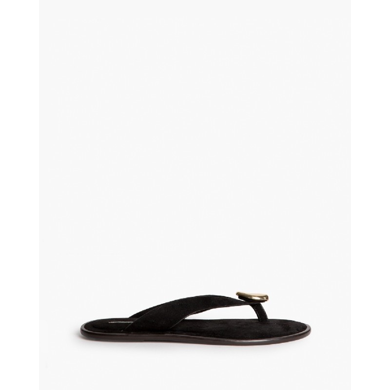 Sandalia Plana con Detalle de Chapa