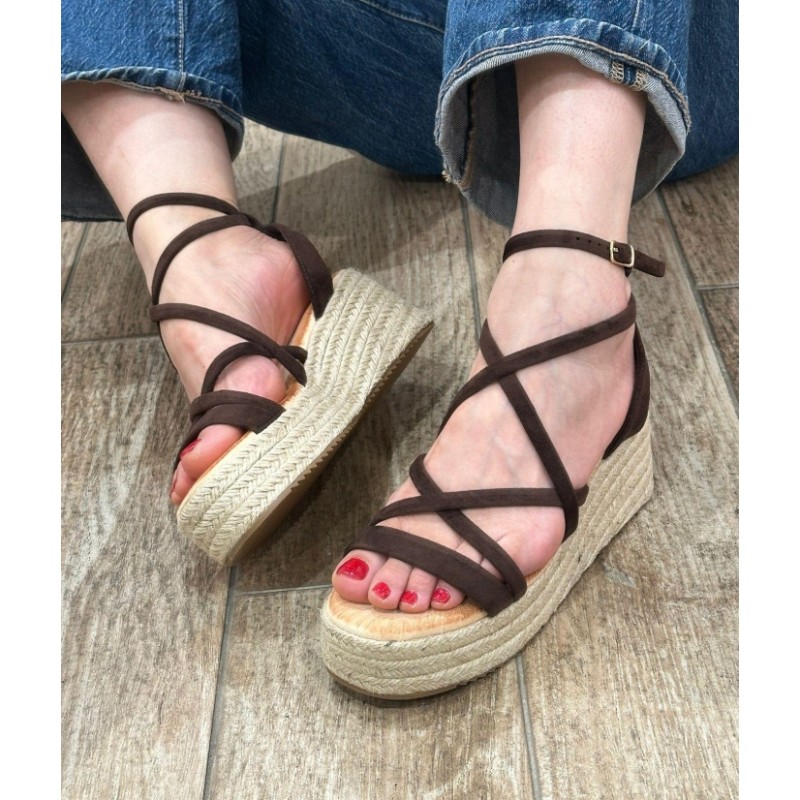 Sandalias de plataforma de yute con diseño de correas entrelazadas