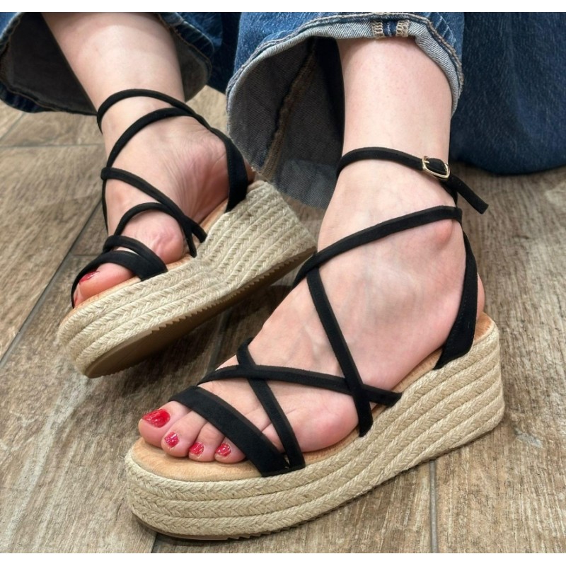 Sandalias de plataforma de yute con...