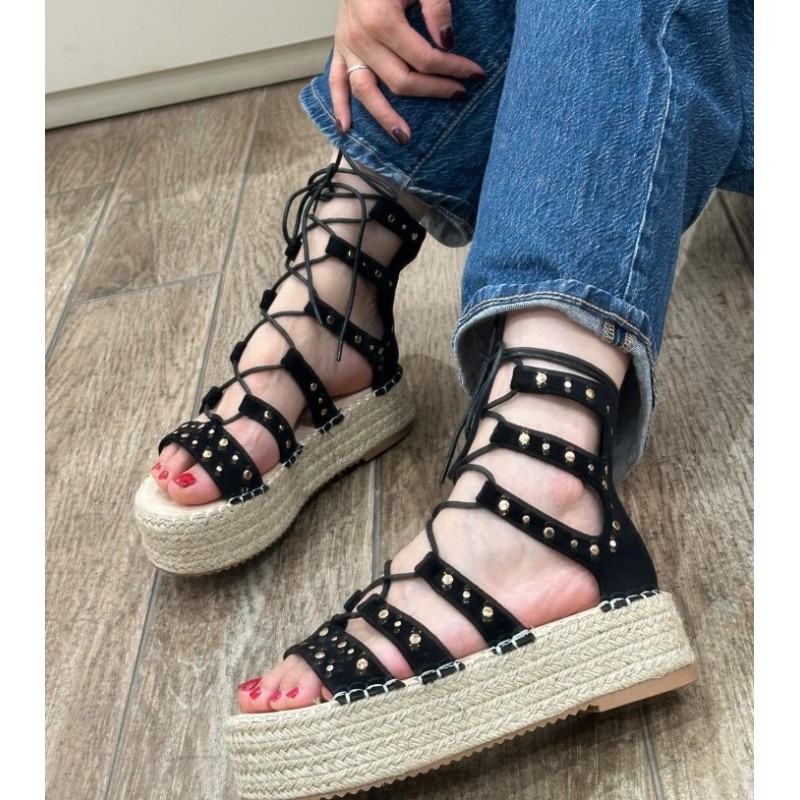Sandalias Plataforma Estilo Romano con Cordones