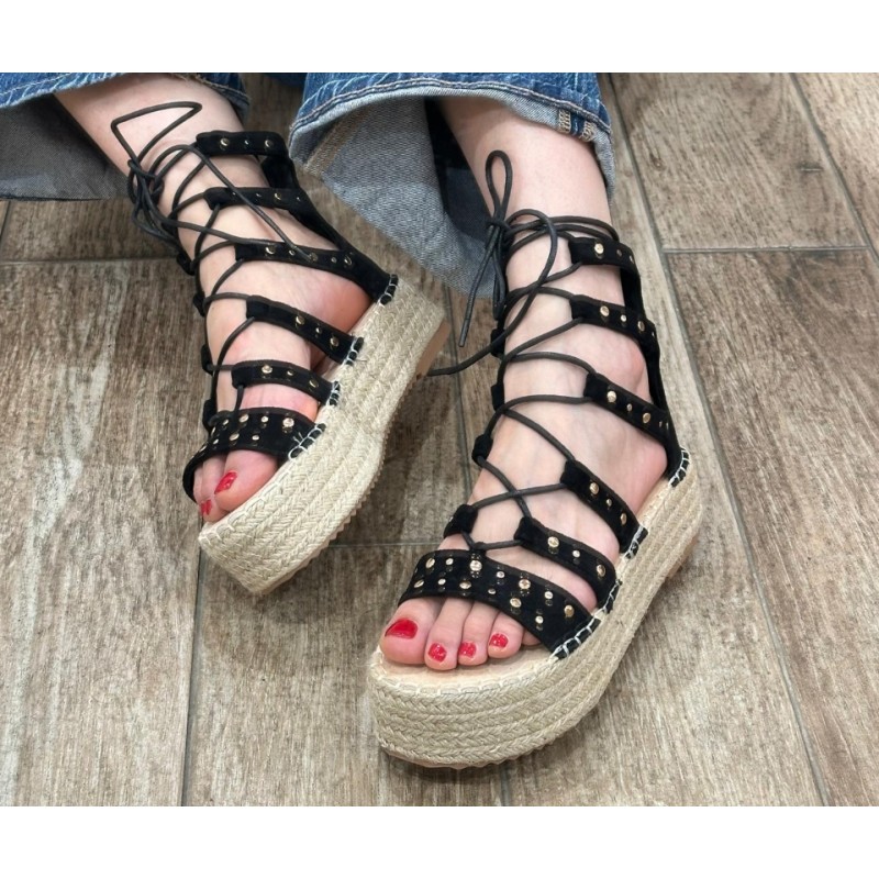 Sandalias Plataforma Estilo Romano con Cordones