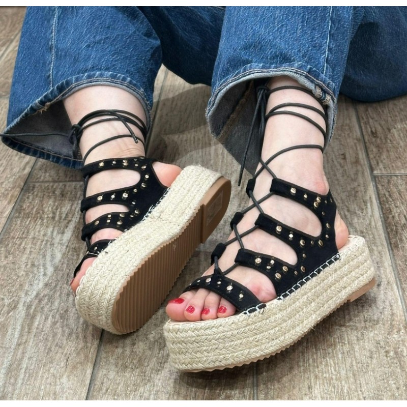 Sandalias de plataforma esparto con...