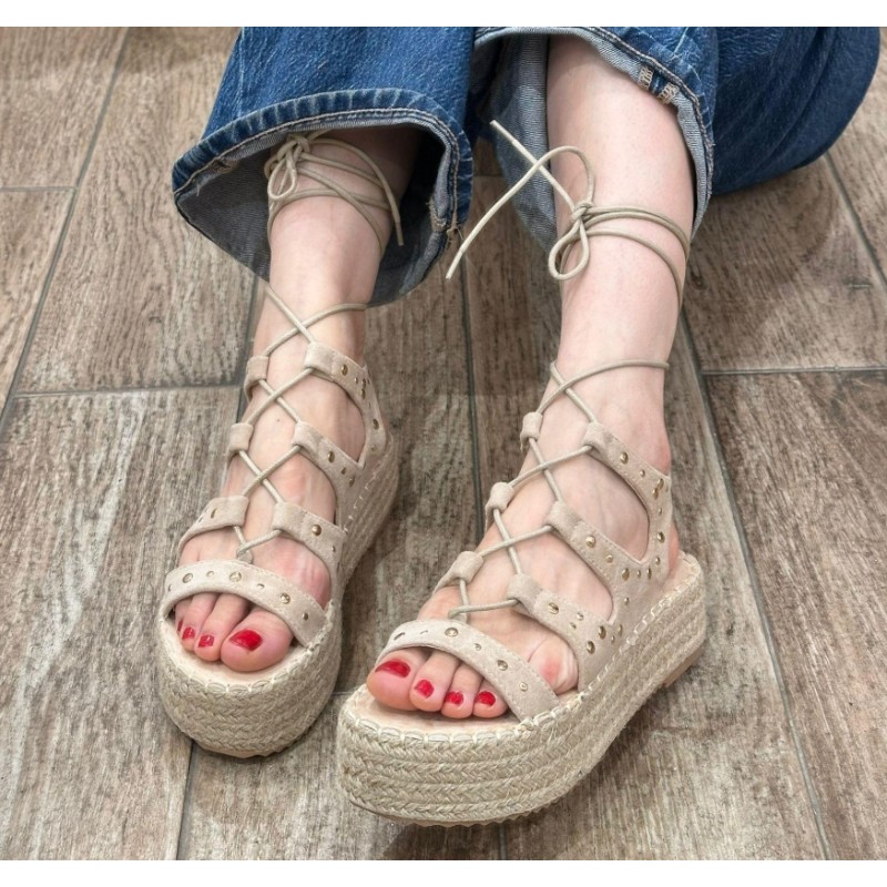 Sandalias de plataforma esparto con...