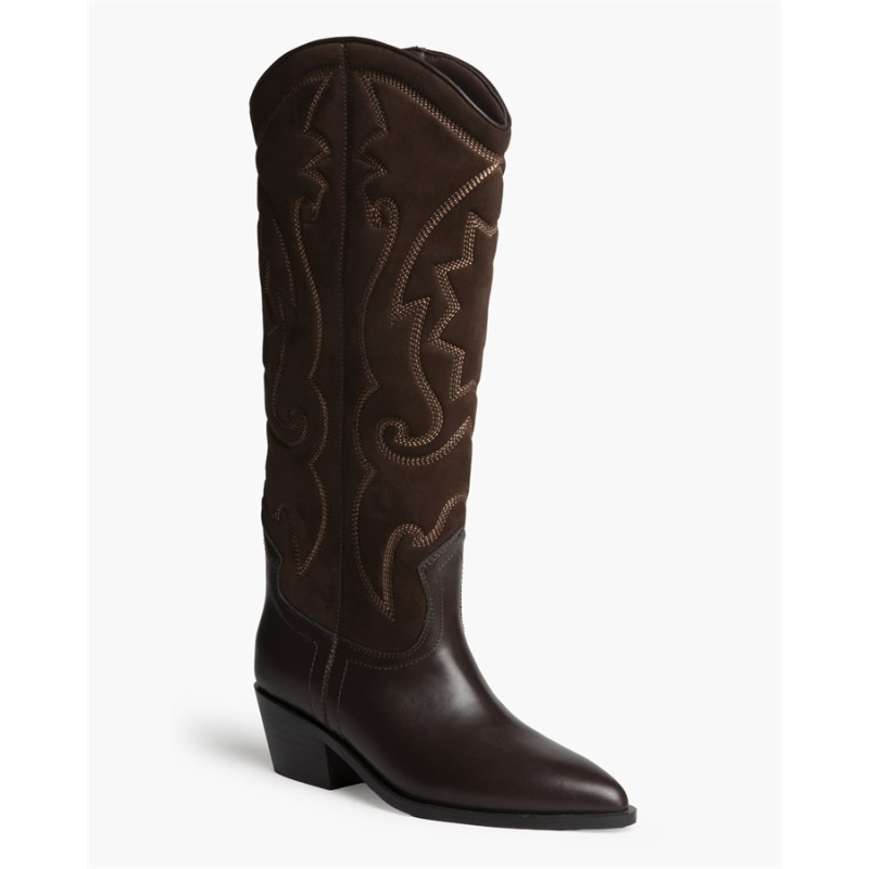 Botas altas de mujer en color marrón, estilo cowboy.... 2