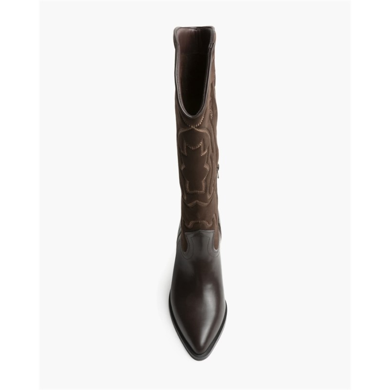 Botas altas de mujer en color marrón, estilo cowboy.   Corina-M6751