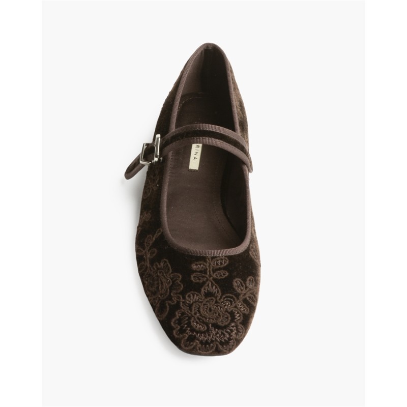 Bailarina Merceditas en Terciopelo con Bordado Floral M6580 2