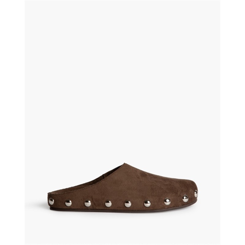 Zueco Plano Estilo Mule de Antelina con Tachuelas Metálicas M6615