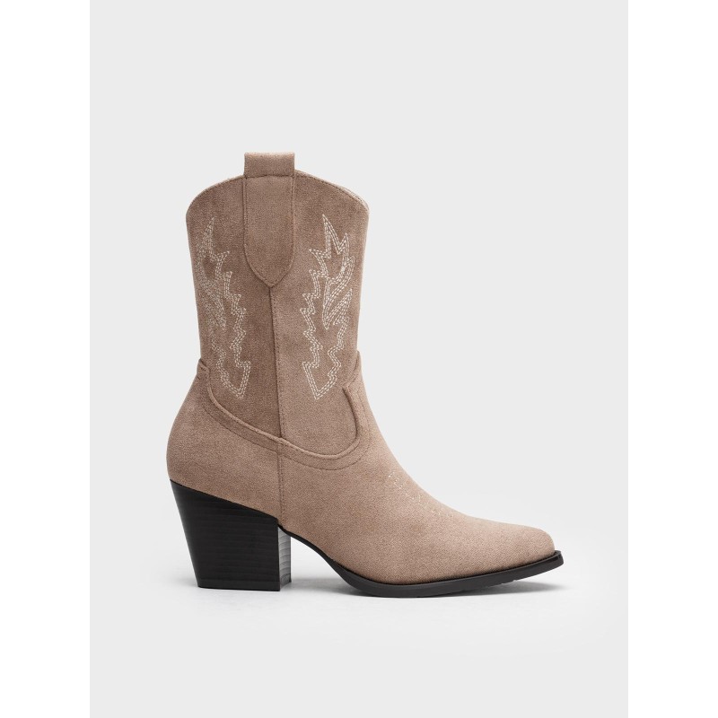 Botín Campero Cowboy con Bordados y Cremallera H819