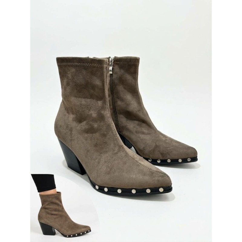 Botas de Suede con Tacón Cuadrado y...