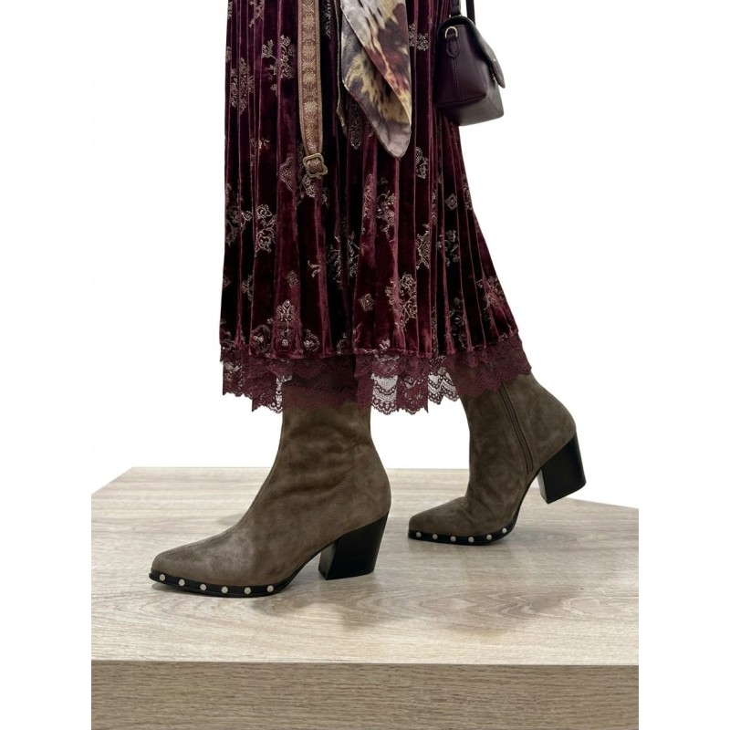 Botas de Suede con Tacón Cuadrado y...