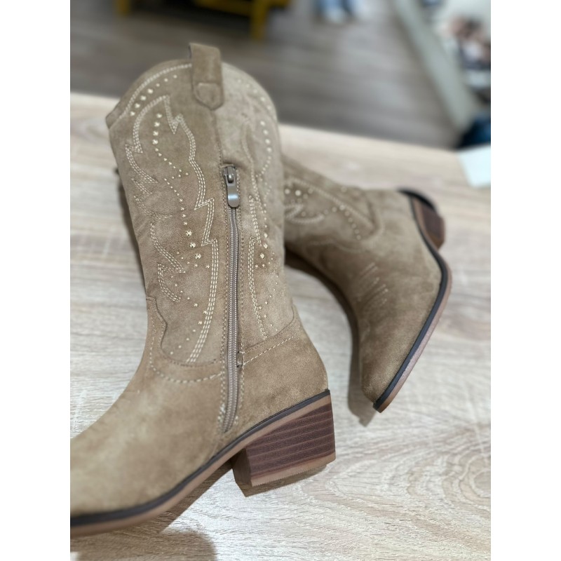 Botas Altas Camperas de Estilo Cowboy con Tachuelas y Bordados
