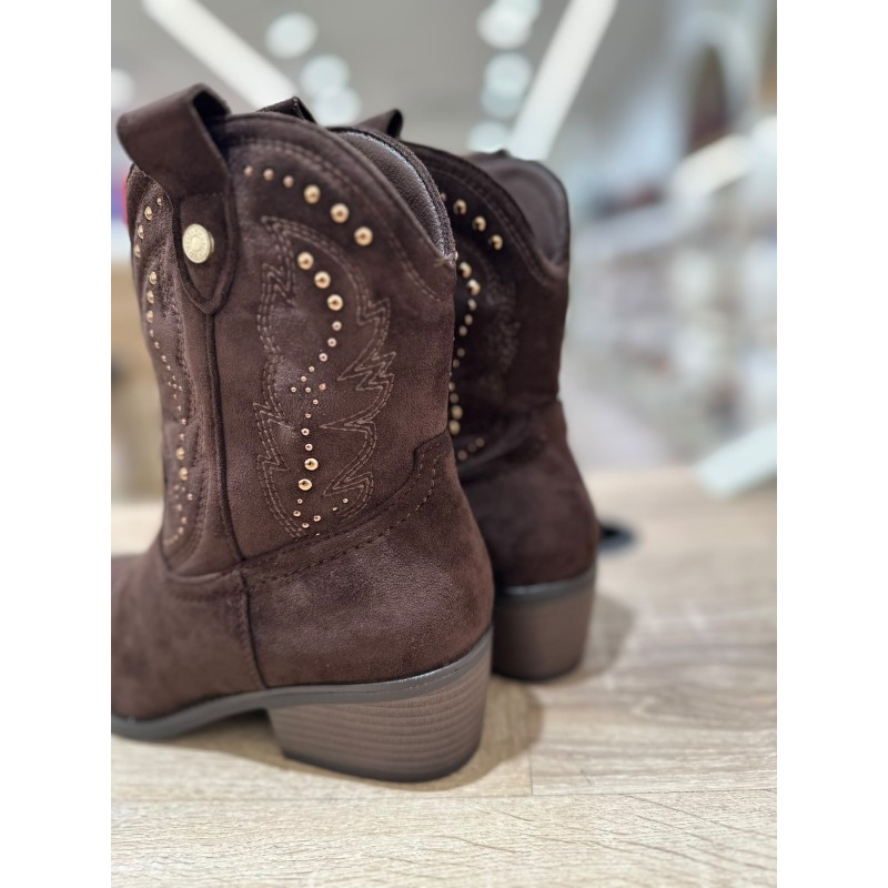 Botines Camperos Bajos de Estilo Cowboy con Tachuelas y Bordados