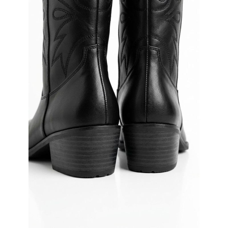 Botines cowboy de ante estilo vintage con bordado y tacón medio