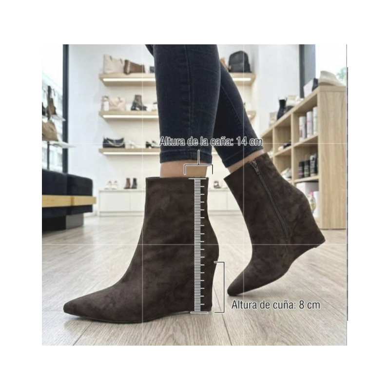 Botines Elegantes con Cuña en Ante  -...