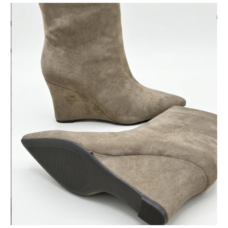 Botines Elegantes con Cuña en Ante  -...