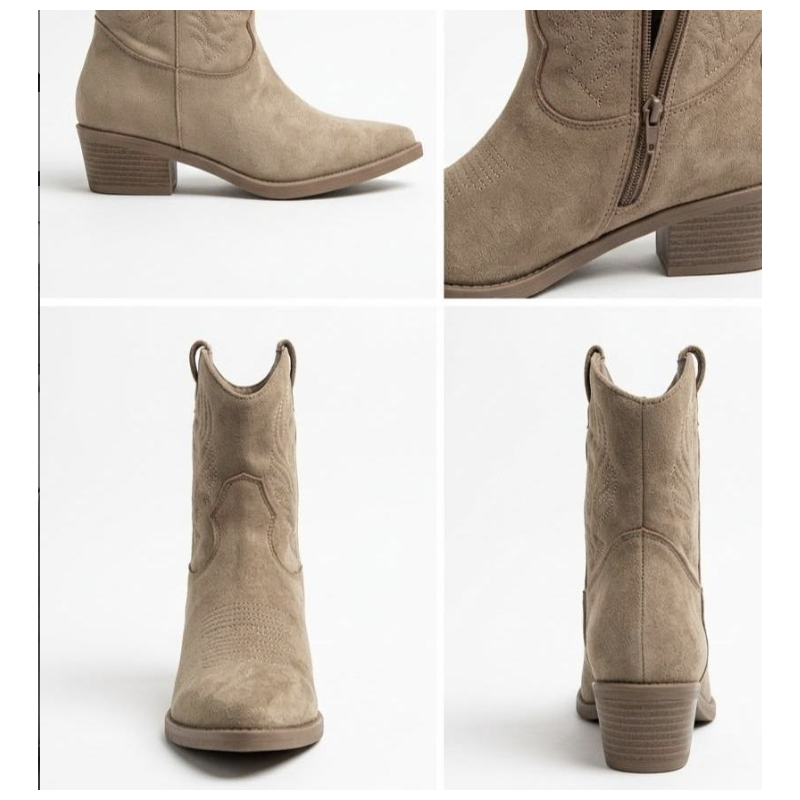 Botines Camperos Estilo Vaquero Con Tacón