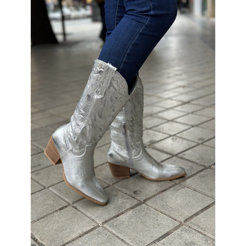 Botas cowboy Dorado Plateado 2